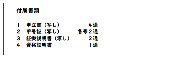 「添付する書類の内容」の記載例